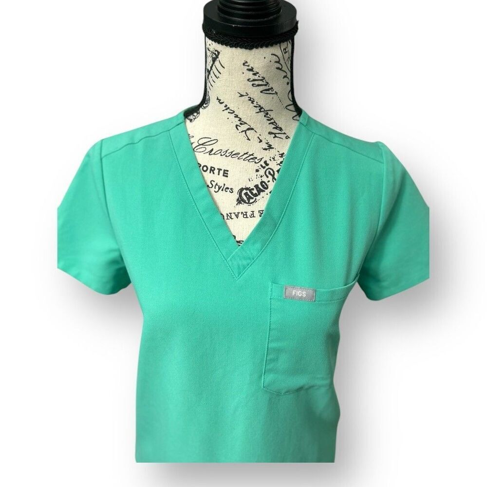 Figs Technical Collection Green Stretch Scrub Top… - image 8